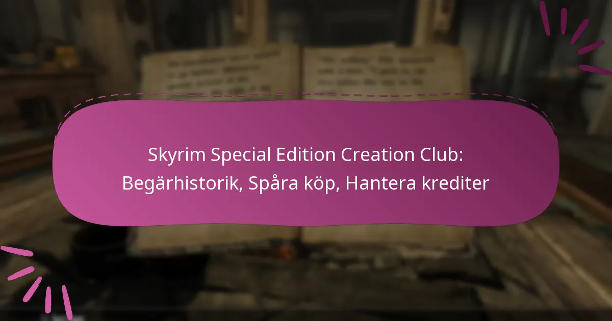 Skyrim Special Edition Creation Club: Begärhistorik, Spåra köp, Hantera krediter